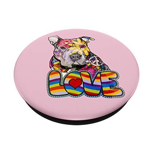 Peace love Pitbulls Pitbull Owner gift Hippie Flower Power PopSockets PopGrip: Swappable Grip for Phones & Tablets