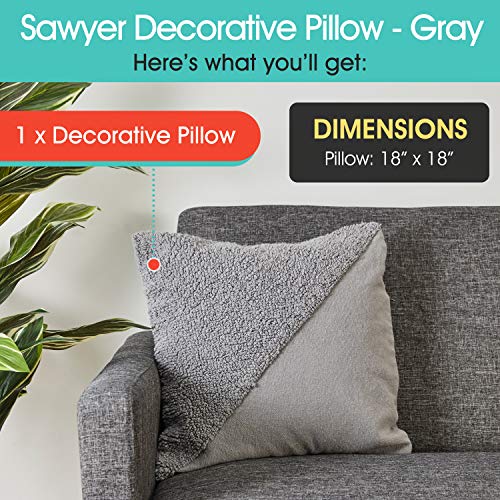 Refinery29 | Sawyer Collection | Luxury Decorative Textured Throw Pillows, Super Soft with Stylish Modern Diagonal Woven Design for Home Décor, Grey