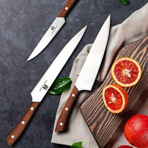 Vestaware Knife Set, 6-Piece Kitchen Knife Set with Block Japanese HC Steel Chef Knife Set Professional, Forged Knives Set with Block Wooden