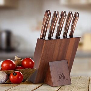 Vestaware Knife Set, 6-Piece Kitchen Knife Set with Block Japanese HC Steel Chef Knife Set Professional, Forged Knives Set with Block Wooden