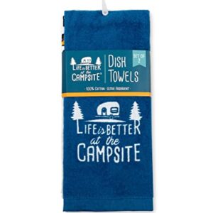 Camco Life is Better at The Campsite RV Dish Towel Set - Perfect for Drying Hands and Dishes - Includes a Set of (2) Towels - 27-Inches x 16-1/2-Inches (53301)