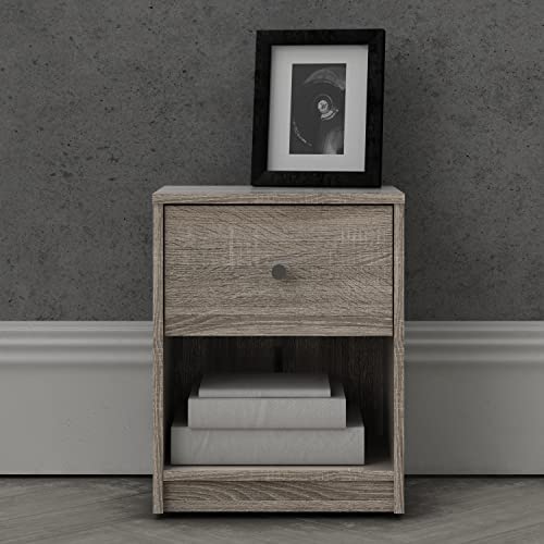 Tvilum 1 Drawer 1 Shelf Nightstand Nighstand, 14.92 in x 11.85 in x 19.06 in, Gray