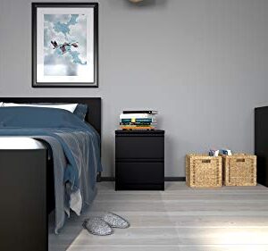 Tvilum 2 Drawer Bedroom Nightstand Nighstand, 19.69 in x 15.91 in x 19.49 in, Black