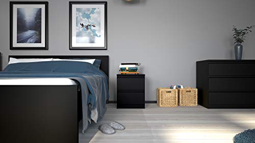 Tvilum 2 Drawer Bedroom Nightstand Nighstand, 19.69 in x 15.91 in x 19.49 in, Black