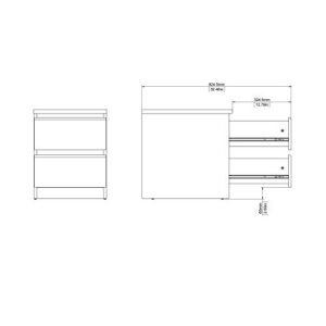 Tvilum 2 Drawer Bedroom Nightstand Nighstand, 19.69 in x 15.91 in x 19.49 in, Black