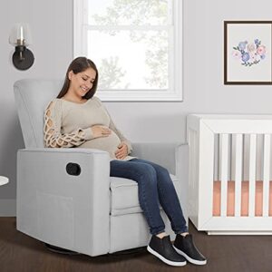 Evolur Raleigh Upholstered Plush Seating Glider Swivel, Recliner, Glider For Nursery In Misty Grey, Greenguard Gold Certified, Modern Nursery Recliner, Environmentally Conscious Glider