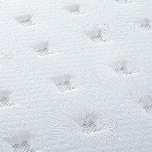 PrimaSleep 12 inch Euro Top Spring Mattress,White and Navy, King