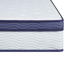 PrimaSleep 12 inch Euro Top Spring Mattress,White and Navy, King