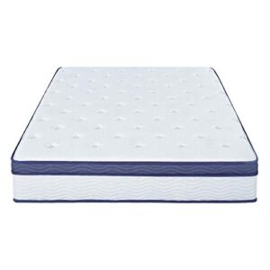 PrimaSleep 12 inch Euro Top Spring Mattress,White and Navy, King