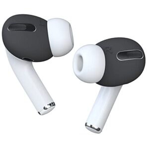 damonlight airpods pro ear tips [fit in the case] 2 pairs cover designed for apple airpods pro , anti slip silicone cover, dust and scratch free, comfortable listening - black