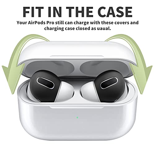 DamonLight AirPods Pro Ear Tips [Fit in The Case] 2 Pairs Cover Designed for Apple AirPods Pro , Anti Slip Silicone Cover, Dust and Scratch Free, Comfortable Listening - Black