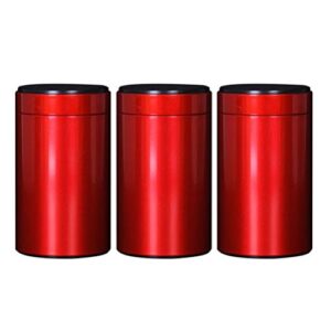 heallily 3pcs tea canisters tin portable tea caddy coffee storage jars sugar bowl spices condiment pots container with sealed lid for tea storage (red size 125)