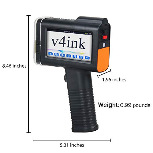 v4ink BENTSAI Portable Handheld Inkjet Printer BT-HH6105B3 with 4.3 Inch LED Touch Screen Quick-Drying Coding Machine Print Height 0.09-0.5’’ for Variable Barcode QRCode Text Date Logo Picture