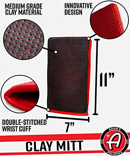 Adam's Clay Mitt (2 Pack) - Medium Grade Clay Bar Infused Mitt | Car Detailing Glove Quickly Removes Debris from Your Paint, Glass, Wheels, & More