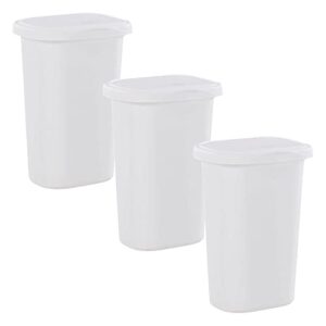 rubbermaid 13.25 gallon rectangular spring-top lid kitchen wastebasket trash can for tall trashbags, white (3-pack)