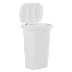 Rubbermaid 13.25 Gallon Rectangular Spring-Top Lid Kitchen Wastebasket Trash Can for Tall Trashbags, White (3-Pack)