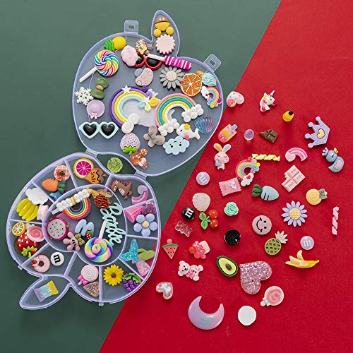 WINTING Not for croc,100pcs Slime Charms,Plastic Flatback Charms and Containers Mixed Candy Cake Sweets Resin Cabochons for DIY Crafts, Scrapbooking, Jewelry Making(mix)