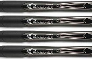 Zebra Z-Mulsion EX Ballpoint Black 1mm Pen Bundle 4 Pens (34210) + 2 Pack Refills (87312)
