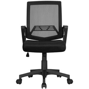 yaheetech office desk chair mesh computer chair rolling executive chair mid back adjustable desktop chair with lumbar support swivel task chair for women adults and students, black