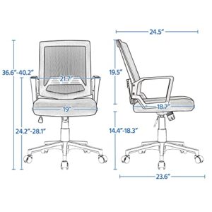 Yaheetech Office Desk Chair Mesh Computer Chair Rolling Executive Chair Mid Back Adjustable Desktop Chair with Lumbar Support Swivel Task Chair for Women Adults and Students, Black