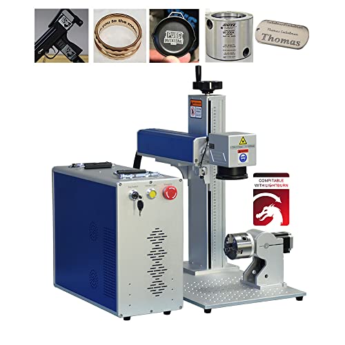 US Stock 50W JPT Fiber Laser Engraver Machine Fiber Laser Marking Machine Engraving Machine 175×175mm Lens with Rotary Axis Compitable with Lightburn