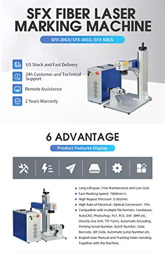 US Stock 50W JPT Fiber Laser Engraver Machine Fiber Laser Marking Machine Engraving Machine 175×175mm Lens with Rotary Axis Compitable with Lightburn