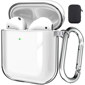 valkit compatible airpod case cover, clear airpods case with keychain soft tpu protective cover shockproof case for girls women men compatible with apple airpods charging case 2 & 1 - transparent