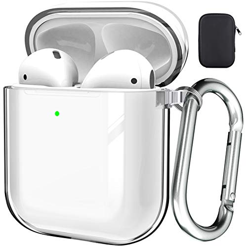 Valkit Compatible AirPod Case Cover, Clear Airpods Case with Keychain Soft TPU Protective Cover Shockproof Case for Girls Women Men Compatible with Apple AirPods Charging Case 2 & 1 - Transparent