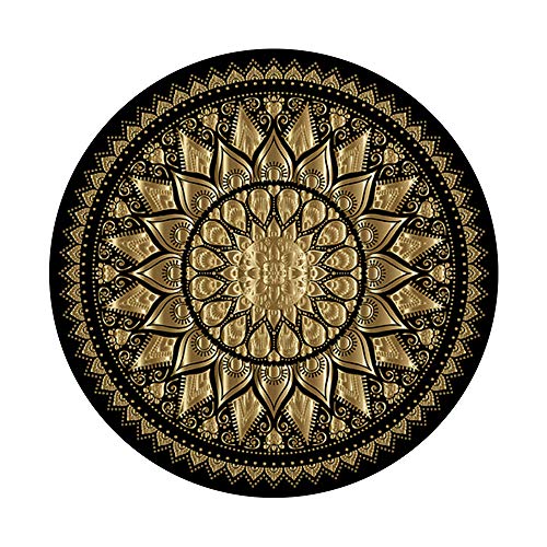 Festive Sun Mandala with Golden and Black Pattern PopSockets PopGrip: Swappable Grip for Phones & Tablets