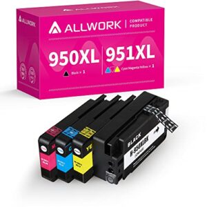 allwork ( newest chip compatible ink cartridge replacement for hp 950 951 950xl 951xl combo works with hp officejet pro 8610 8600 8620 8630 8100 8625 8615 8660 8640 251dw 276dw 271dw (4-pack)