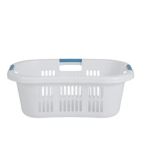 Rubbermaid 2.1-Bushel Small Hip-Hugger Portable Plastic Laundry Basket with Grab-Through Handles, White (3-Pack)