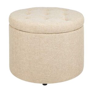 first hill fhw round shoes stool with tan fabric