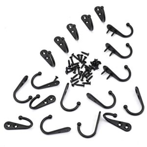 Tebery 50 Pack Wall Mounted Coat Hook Robe Hooks Black Rustic Hooks with Screws for Bath Kitchen Garage