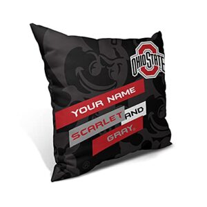 Ohio State Buckeyes Scarlet and Gray Throw Pillow | Personalized | Custom