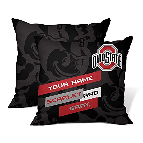 Ohio State Buckeyes Scarlet and Gray Throw Pillow | Personalized | Custom