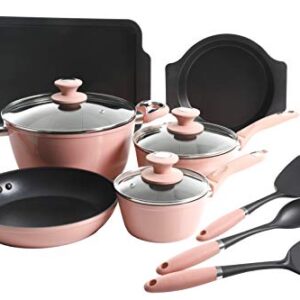 Oster Cookware Set, 12-Piece, Dusty Rose