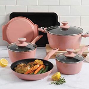 Oster Cookware Set, 12-Piece, Dusty Rose