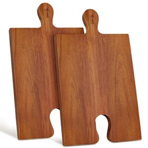 aidea wood cutting board cheese board with handle set of 2 - wood charcuterie platter serving tray for cheese, crackers, meat and wine- great for birthday, housewarming & wedding gifts