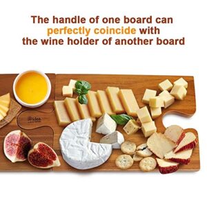 AIDEA Wood Cutting Board Cheese Board with Handle Set of 2 - Wood Charcuterie Platter Serving Tray for Cheese, Crackers, Meat And Wine- Great for Birthday, Housewarming & Wedding Gifts