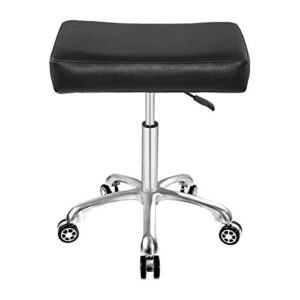 adjustable rolling swivel stool chair for massage office tattoo kitchen, work heavy duty hydraulic stool with wheels (black)