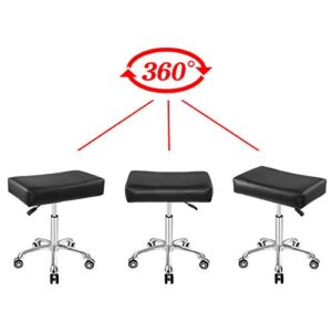 Adjustable Rolling Swivel Stool Chair for Massage Office Tattoo Kitchen, Work Heavy Duty Hydraulic Stool with Wheels (Black)