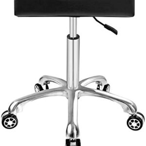 Adjustable Rolling Swivel Stool Chair for Massage Office Tattoo Kitchen, Work Heavy Duty Hydraulic Stool with Wheels (Black)