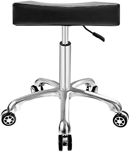 Adjustable Rolling Swivel Stool Chair for Massage Office Tattoo Kitchen, Work Heavy Duty Hydraulic Stool with Wheels (Black)