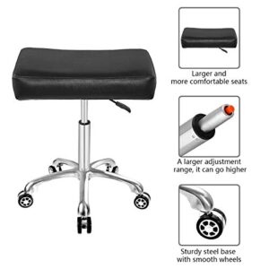 Adjustable Rolling Swivel Stool Chair for Massage Office Tattoo Kitchen, Work Heavy Duty Hydraulic Stool with Wheels (Black)