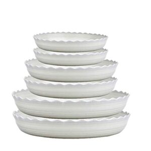 yuanaiyi 6 packs wave plant saucer - plastic flower pot drip trays/durable heavy duty white plant tray for indoor and out door plant(6/8/10 inch)