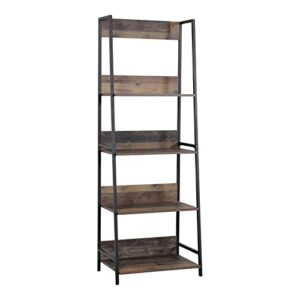 os home and office ladder bookcase, rustic planked knotty pine