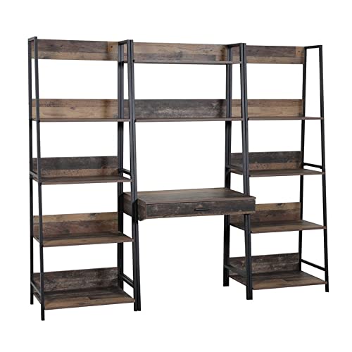 OS Home and Office ladder bookcase, Rustic Planked Knotty Pine