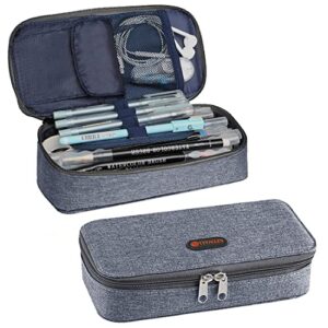 ttvalley office pencil case school pen case oxford stationery box for desk supplies organization grey