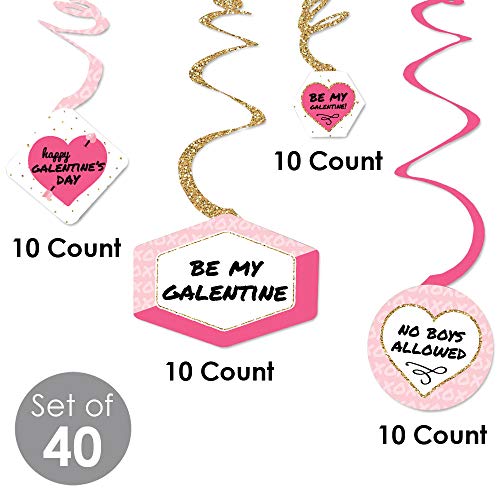 Big Dot of Happiness Be My Galentine - Galentine’s and Valentine’s Day Party Hanging Decor - Party Decoration Swirls - Set of 40