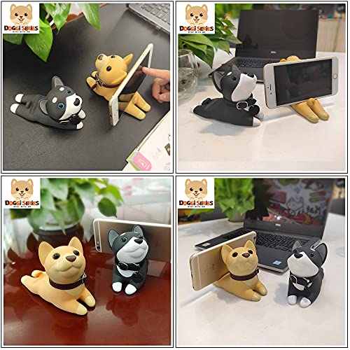 QOGRISUN Cute Cell Phone Stand for Desk, Dog Phone Holder, Animal Desk Accessories, Angle Adjustable, Mount for iPhone Smartphones and Tablets, Husky